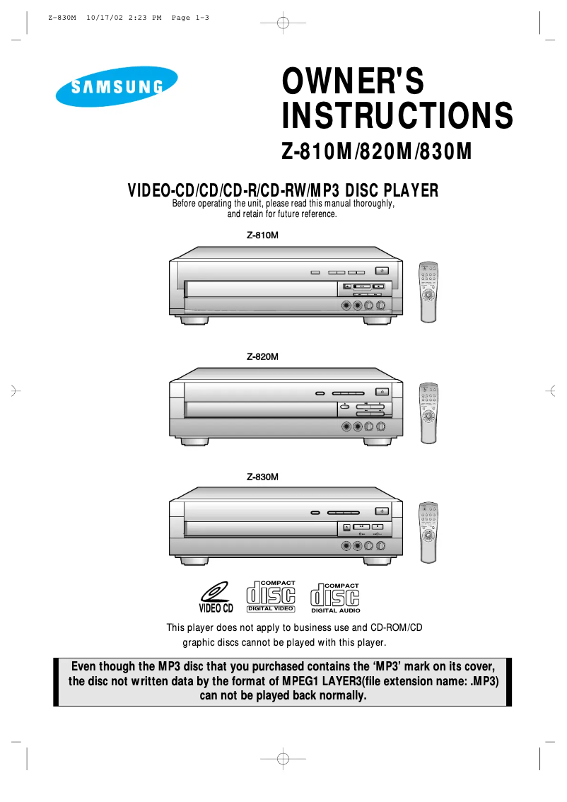 Page n°1 - Manuel utilisateur Samsung Z-830M
