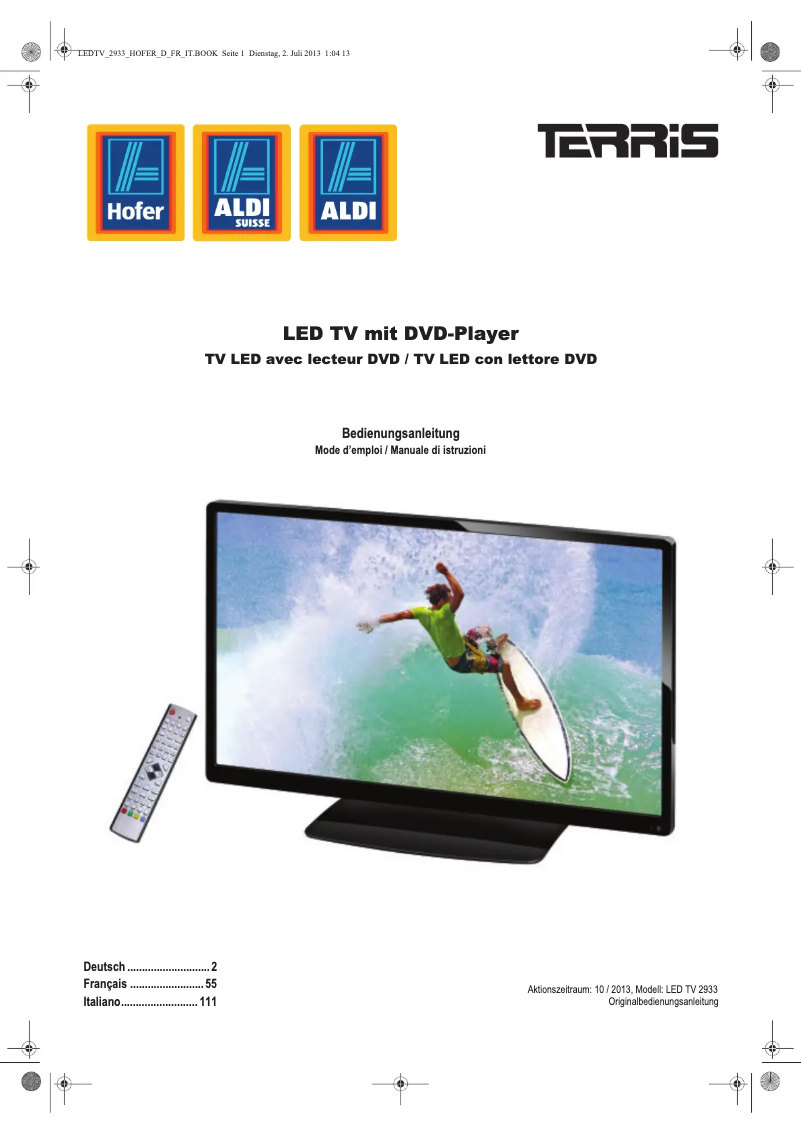 Page 1 de la notice Manuel utilisateur Terris LEDTV 2933