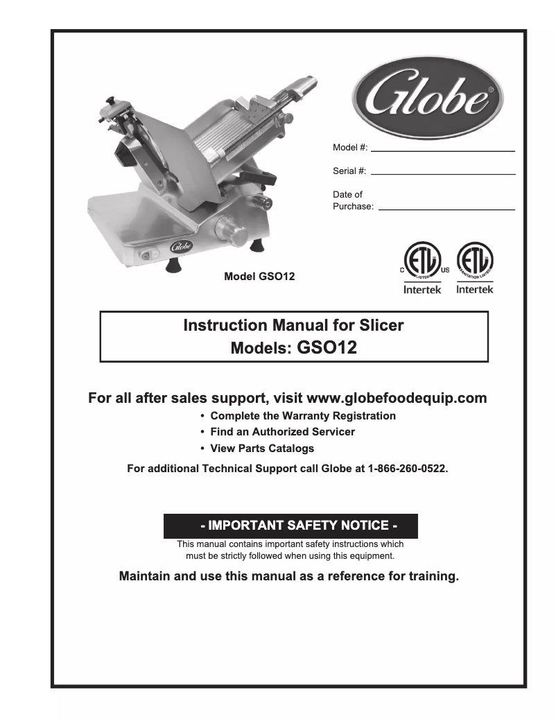 Page n°1 - Manuel utilisateur Globe GSO12