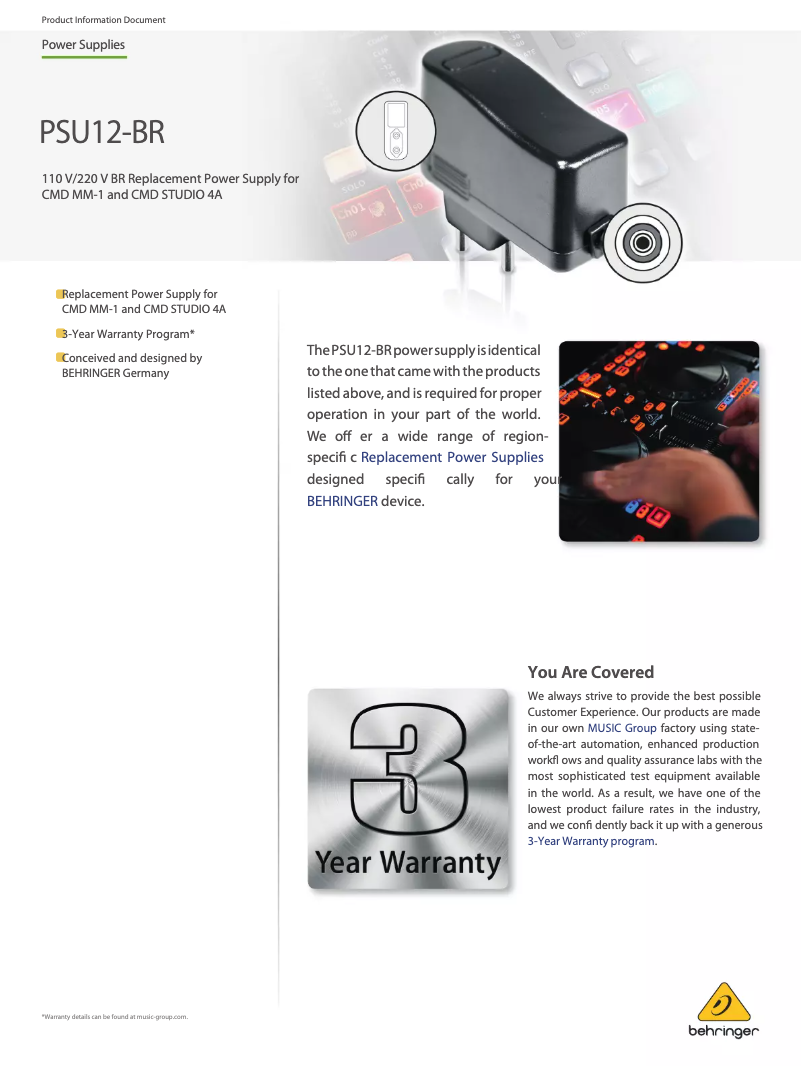 Image de la première page du manuel de l'appareil PSU12-BR