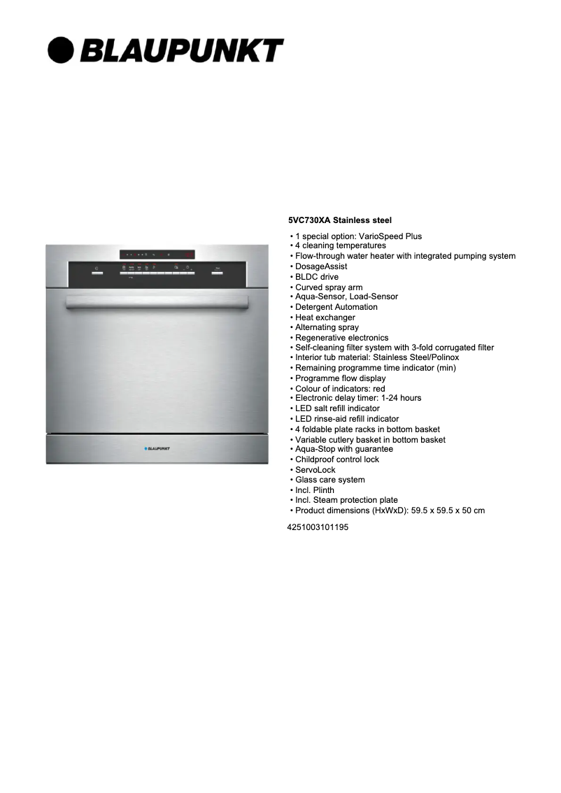 Página 1 del manual Ficha técnica Blaupunkt 5VC 730XA