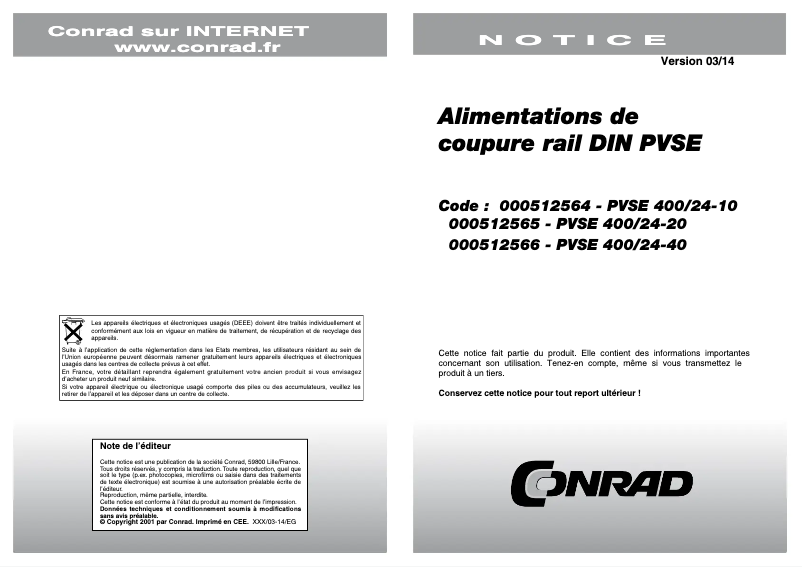 Page 1 de la notice Manuel utilisateur Block PVSE 400/24-20
