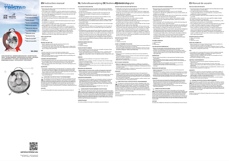 Page 1 de la notice Manuel utilisateur TriStar VE-5963
