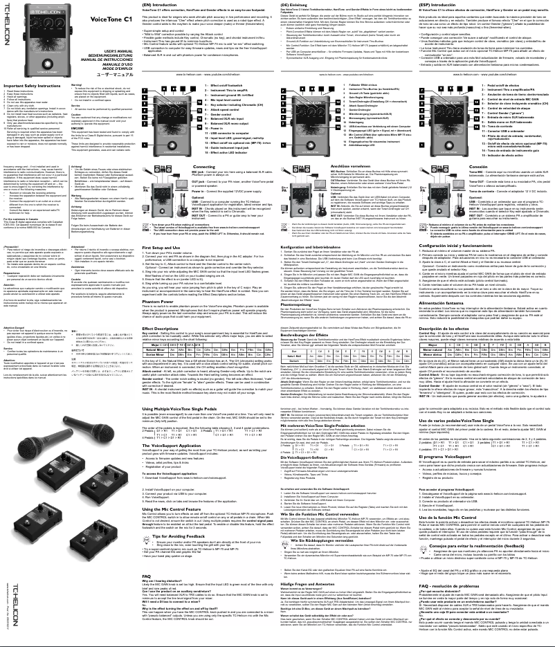 Page n°1 - Manuel utilisateur TC Helicon VoiceTone C1
