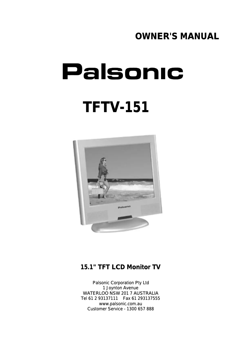 Page n°1 - Manuel utilisateur Palsonic TFTV151