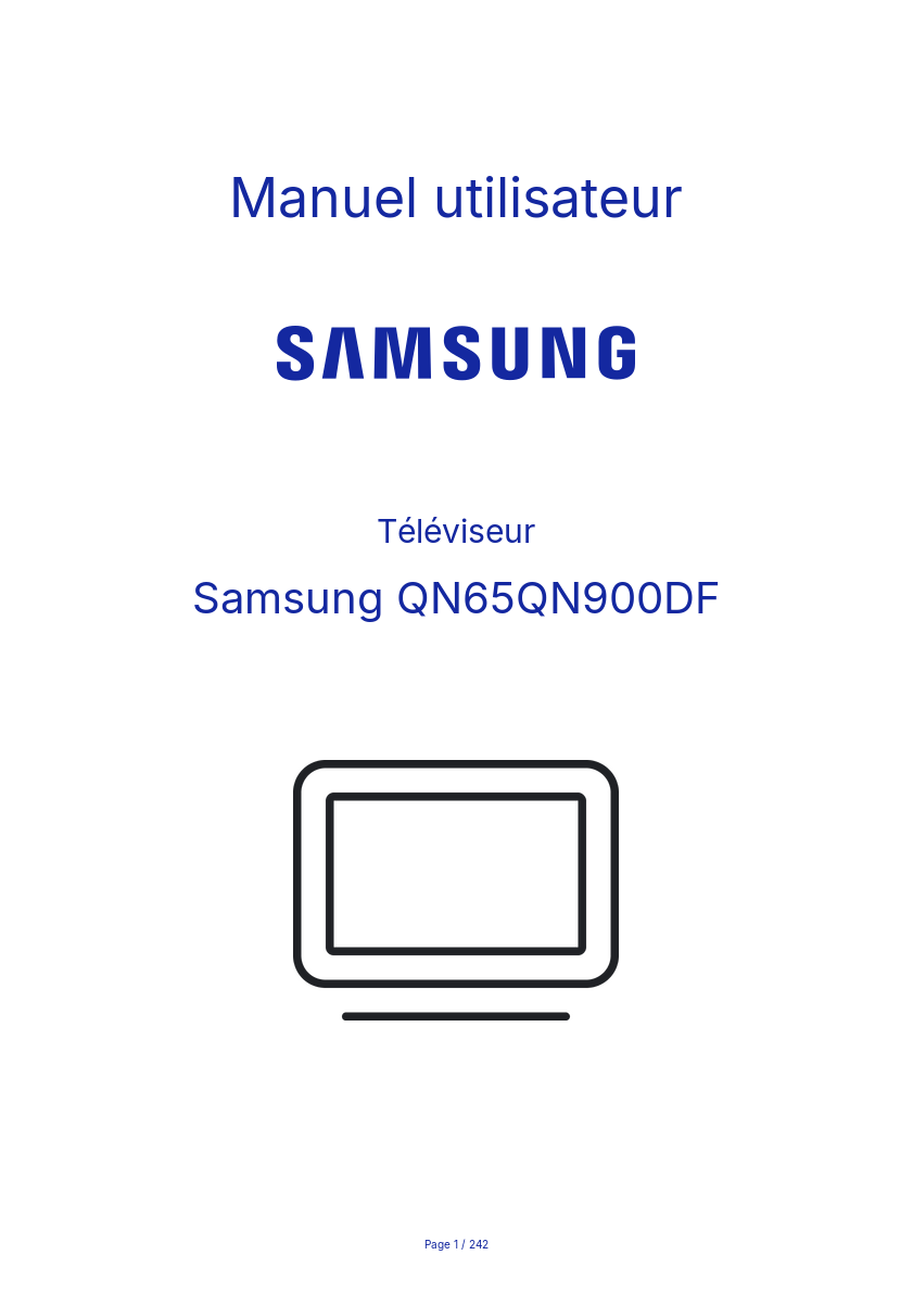 Page 1 de la notice Manuel utilisateur Samsung QN65QN900DF