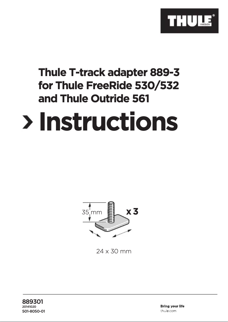 Image de la première page du manuel de l'appareil T-track Adapter 889-3