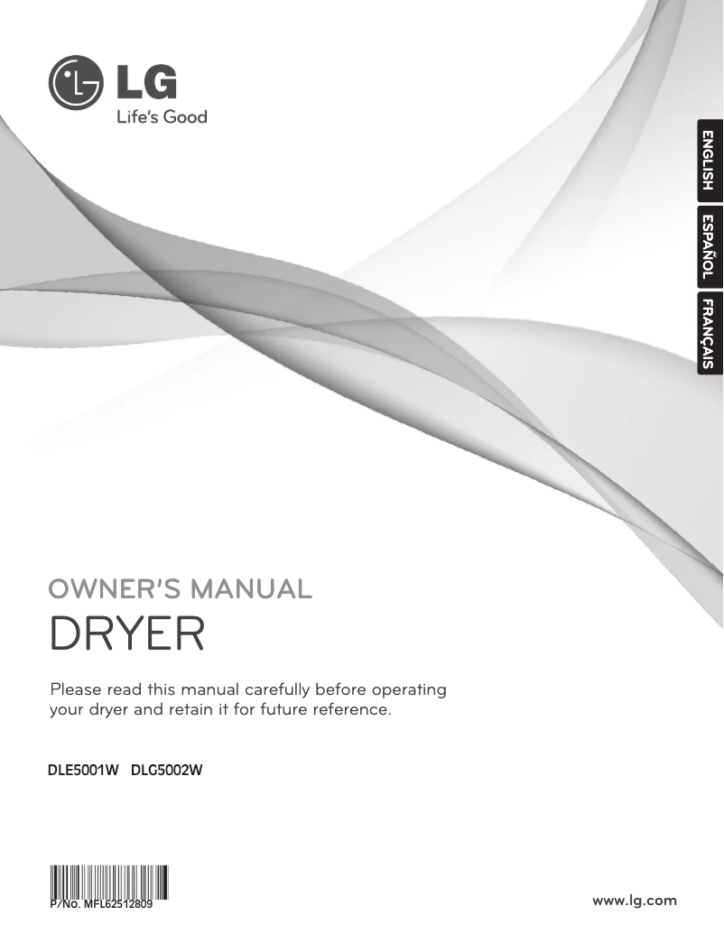 Page 1 de la notice Manuel utilisateur LG DLE5001W