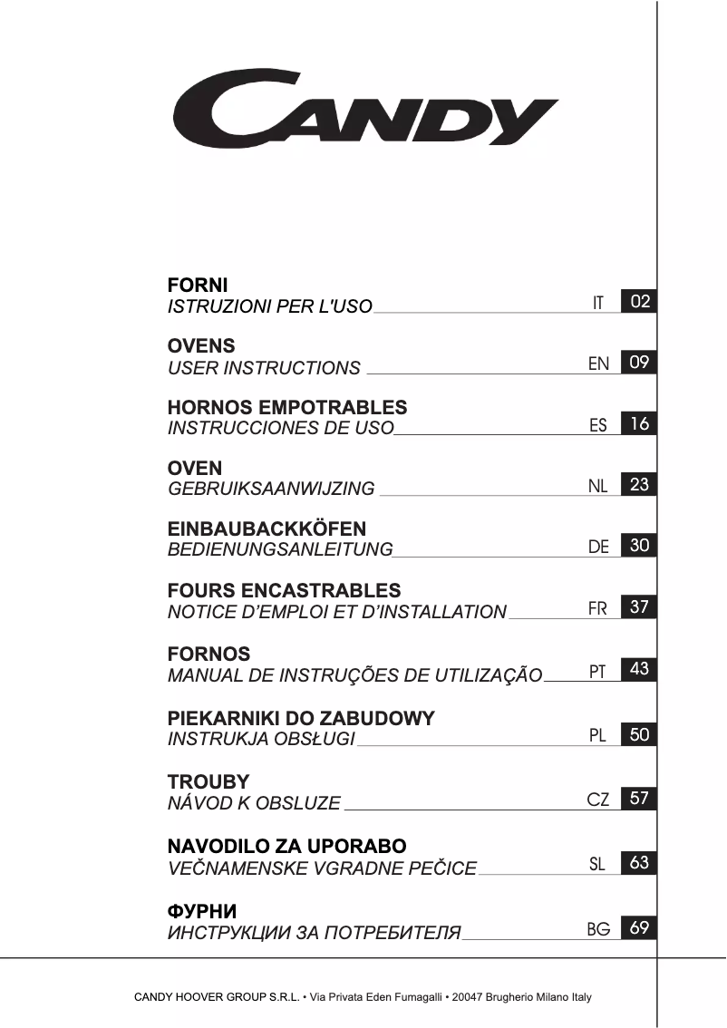 Page n°1 - Manuel utilisateur Candy PCP25CBCH64CCB