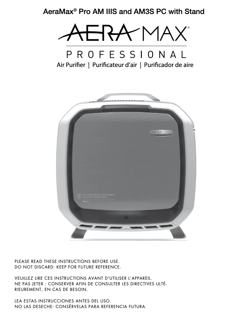 Page n°1 - Manuel utilisateur Fellowes AeraMax Pro AM3S PC