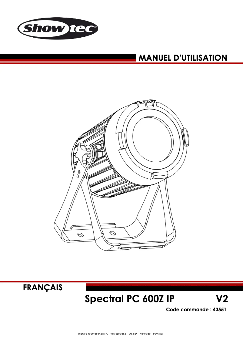 Page 1 de la notice Manuel utilisateur Showtec Spectral PC 600Z