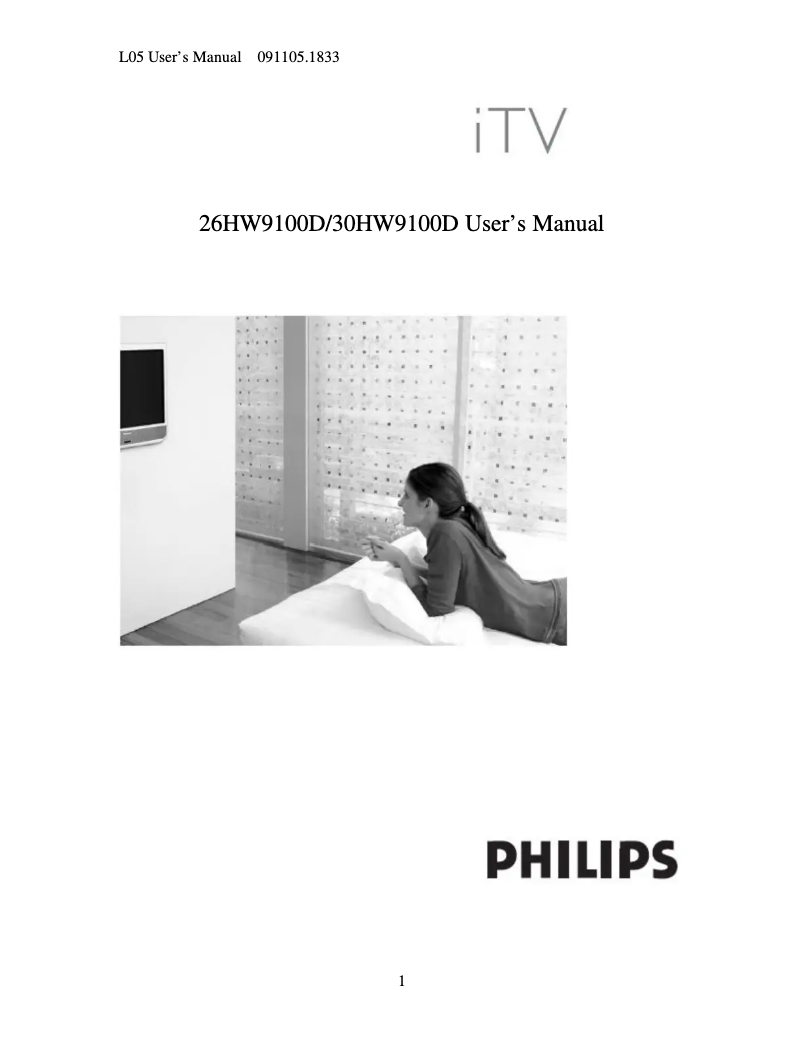 Image de la première page du manuel de l'appareil 26HW9100D