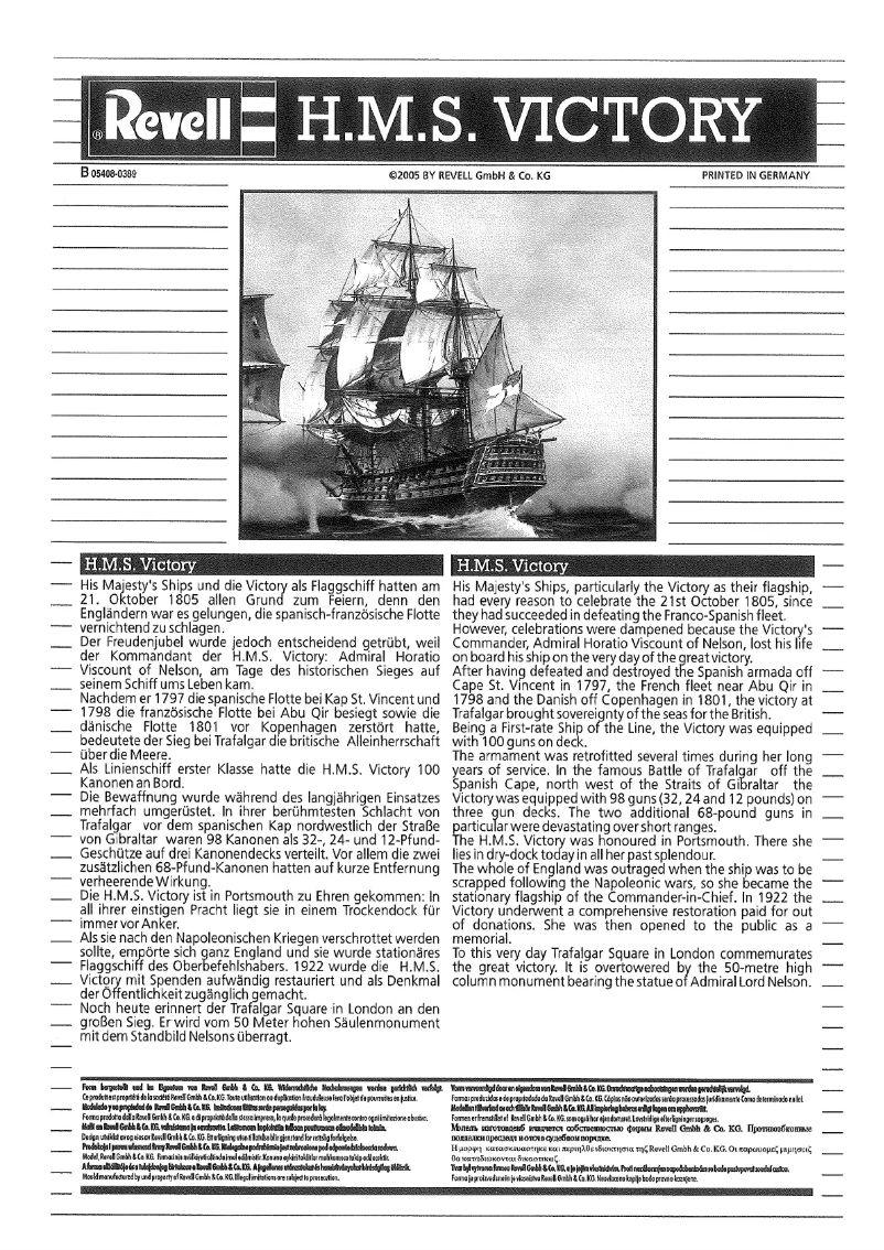 Page 1 de la notice Manuel utilisateur Revell H.M.S. Victory