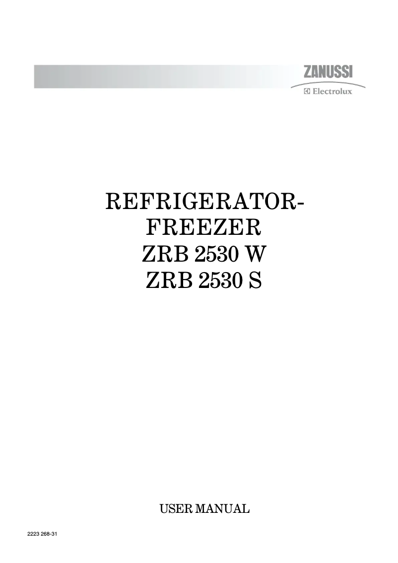 Page 1 de la notice Manuel utilisateur Zanussi-Electrolux ZRB2530W