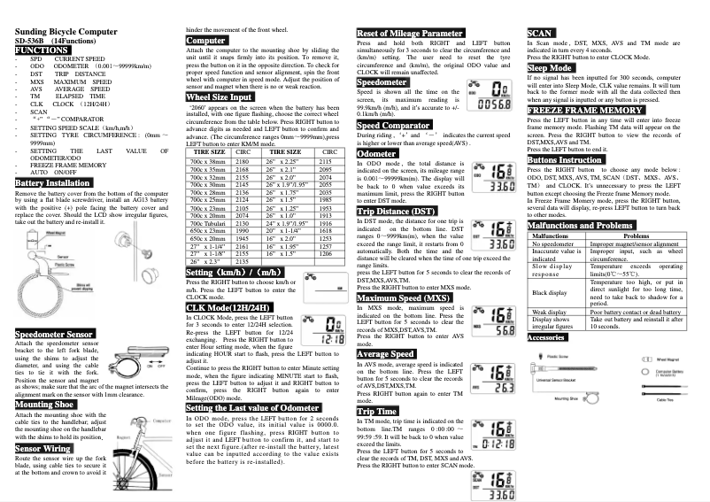 Page n°1 - Manuel utilisateur Sunding SD-536