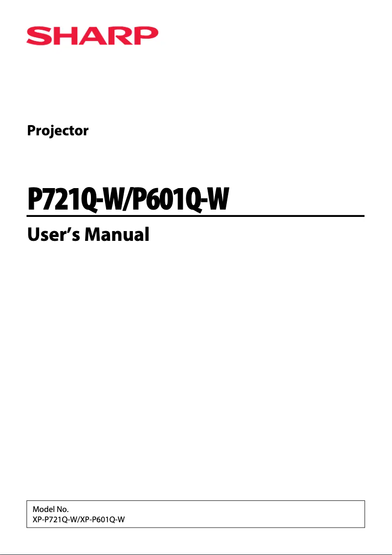 Page n°1 - Manuel utilisateur Sharp P721Q
