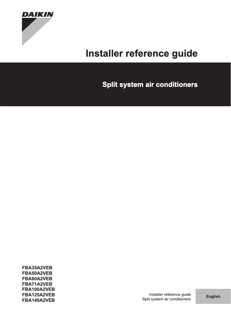 Page 1 de la notice Guide d'installation Daikin FBA60A