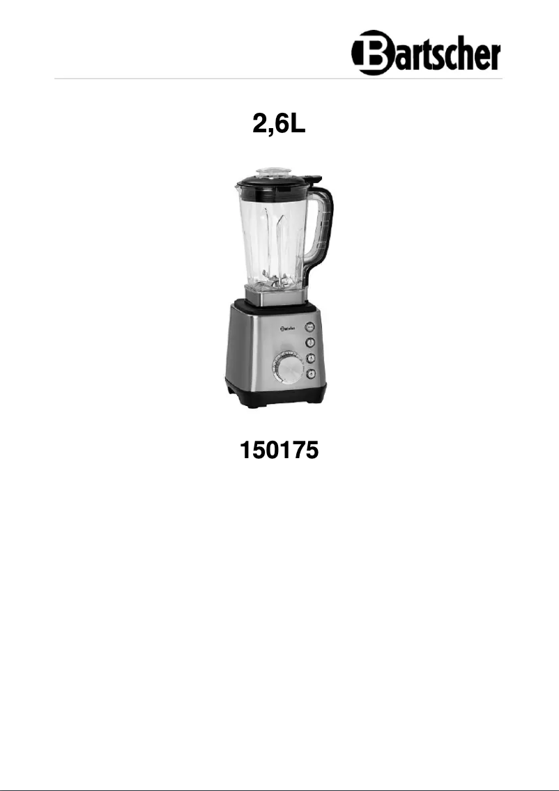 Page 1 de la notice Manuel utilisateur Bartscher 150175