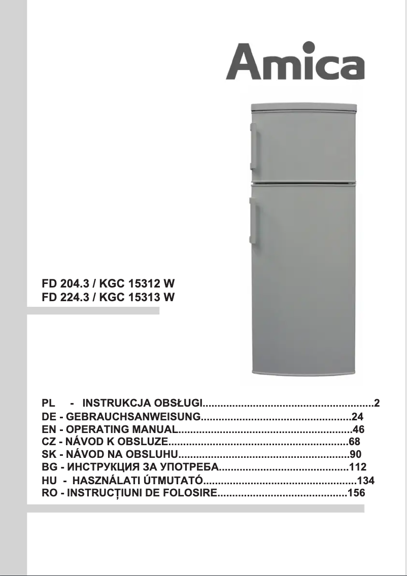 Page n°1 - Manuel utilisateur Amica FD224.3