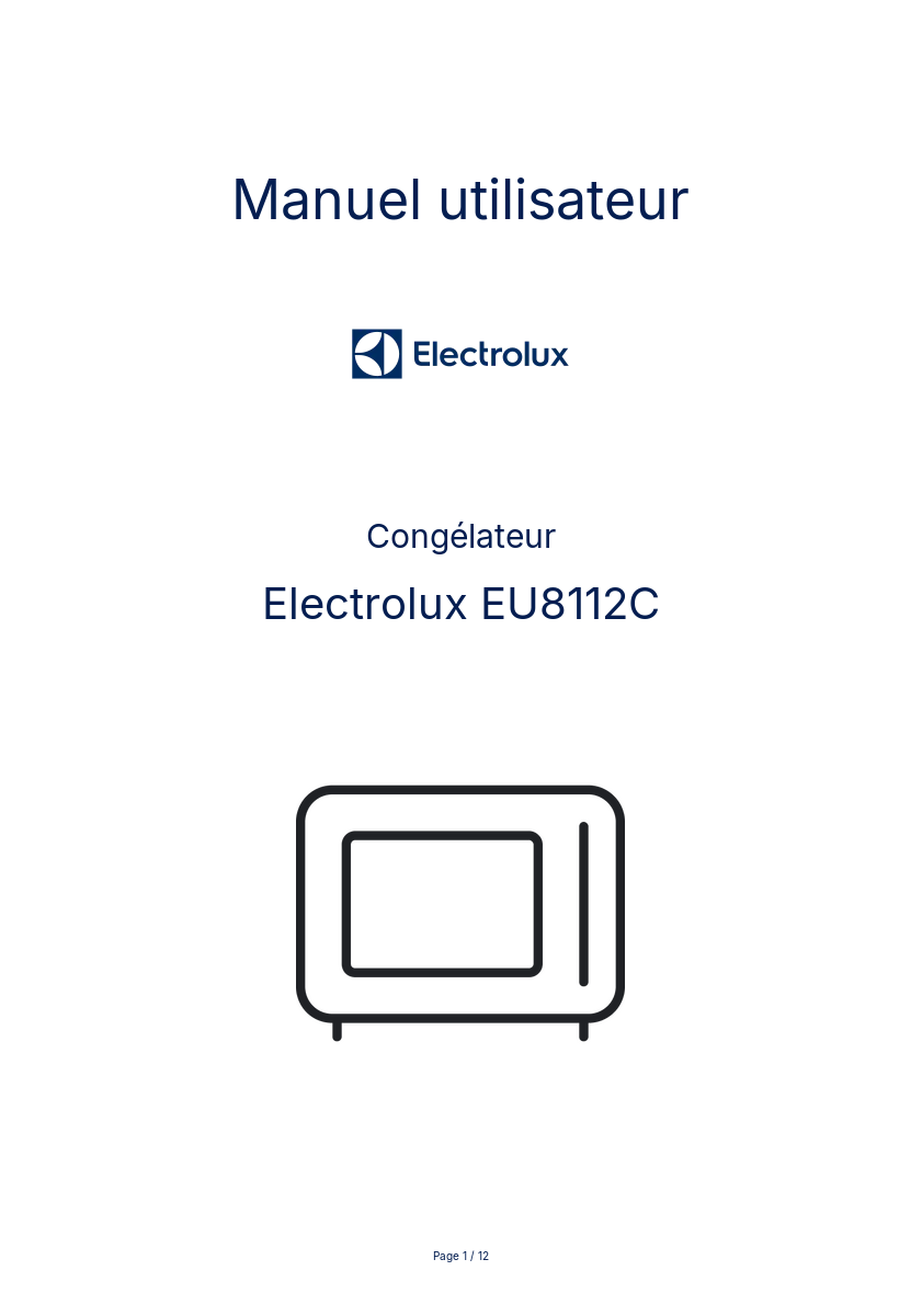 Page n°1 - Manuel utilisateur Electrolux EU8112C