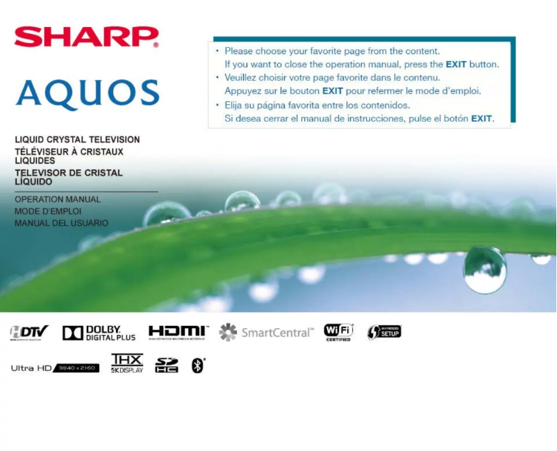 Page 1 de la notice Manuel utilisateur Sharp AQUOS 4K