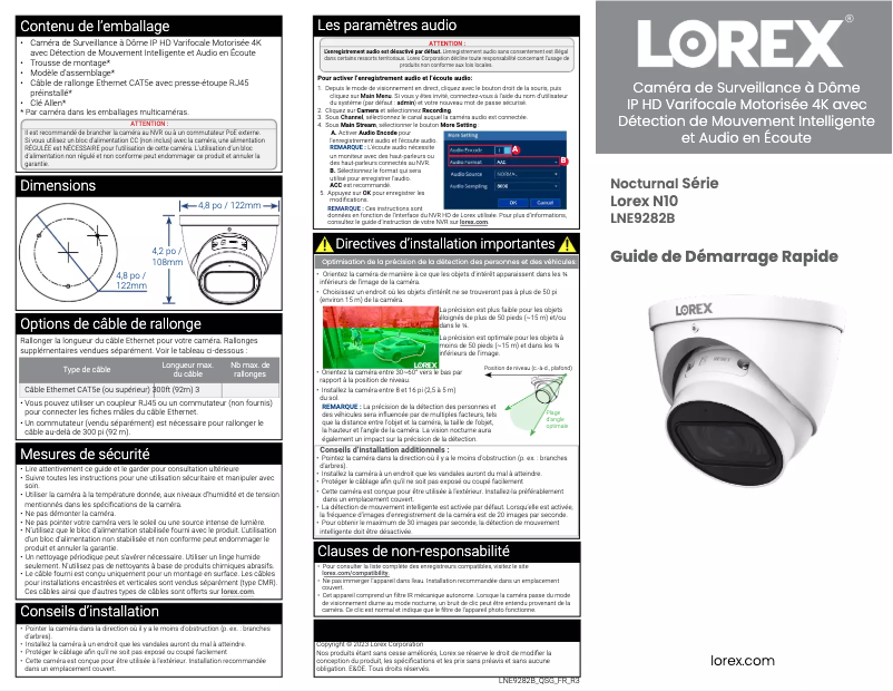 Page n°1 - Manuel utilisateur Lorex LNE9282B