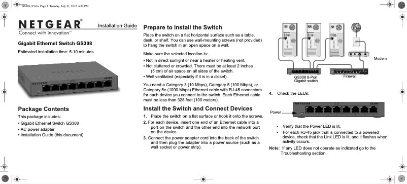 Page n°1 - Manuel utilisateur Netgear GS308