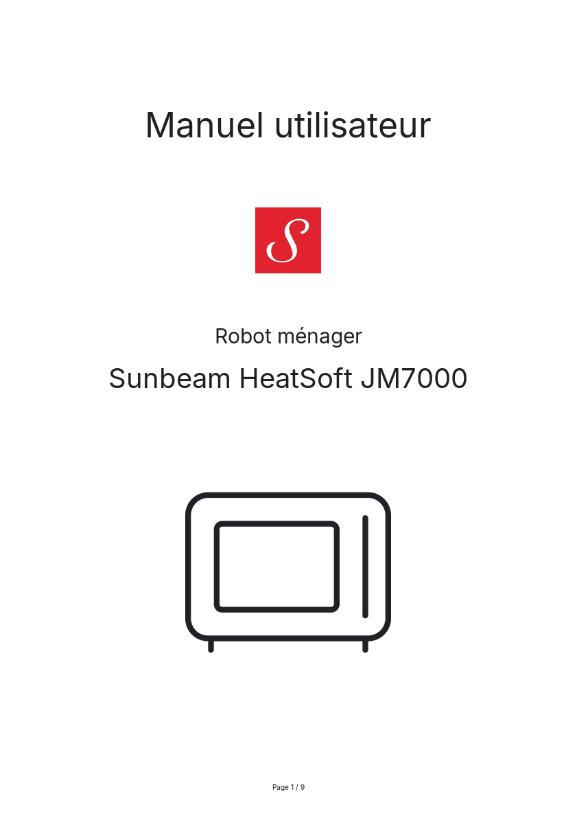 Page n°1 - Manuel utilisateur Sunbeam HeatSoft JM7000