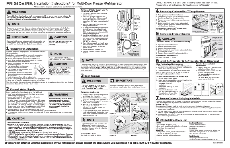 Page n°1 - Guide d'installation Frigidaire FG4H2272UF