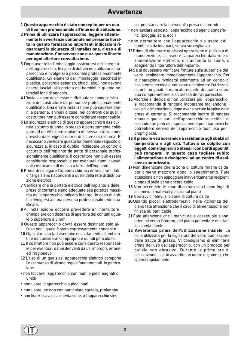 Page 1 de la notice Manuel utilisateur Ariston Thermo KT 6004 I