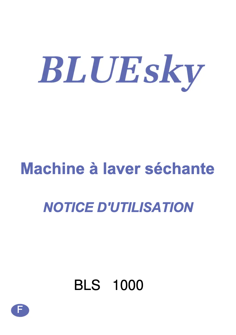 Page 1 de la notice Manuel utilisateur Bluesky BLS 1000