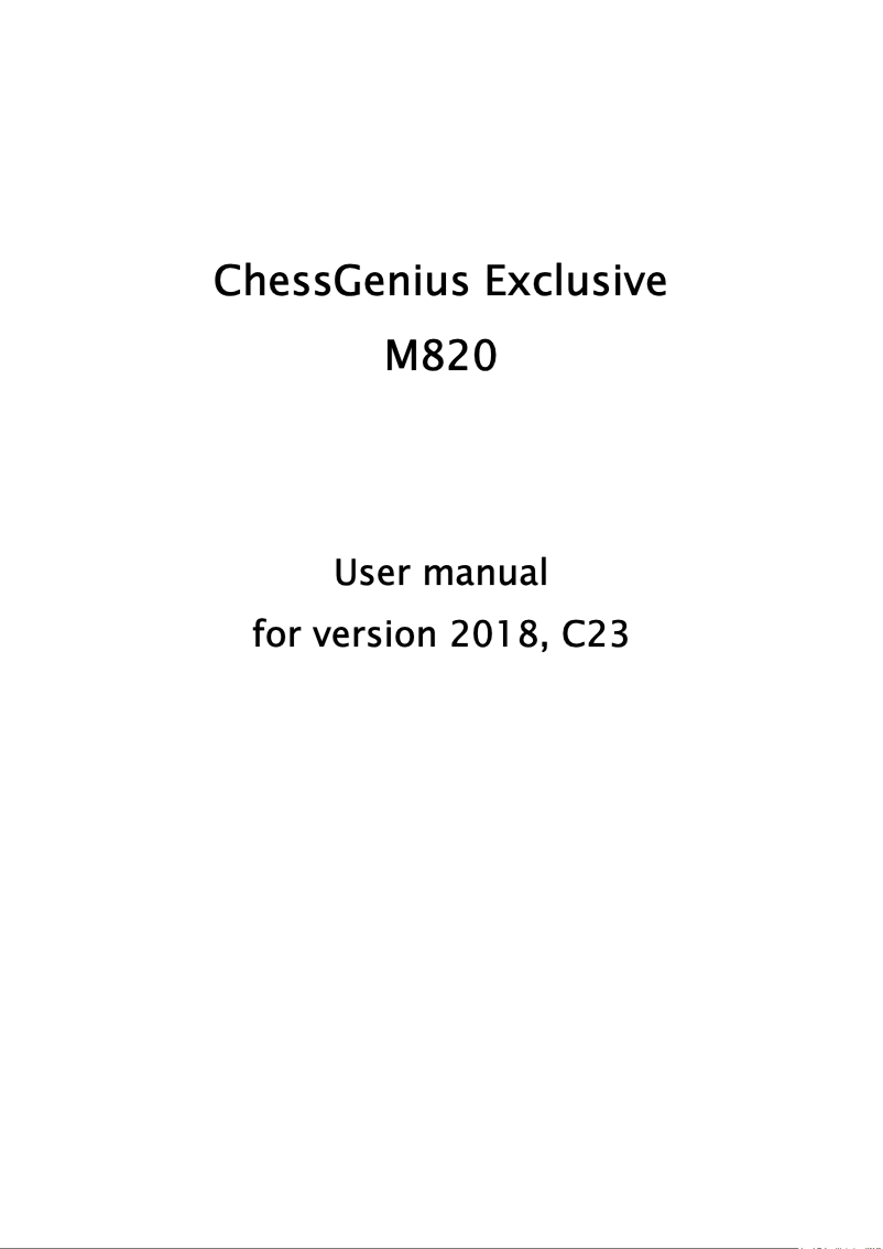 Image de la première page du manuel de l'appareil ChessGenius Exclusive M820