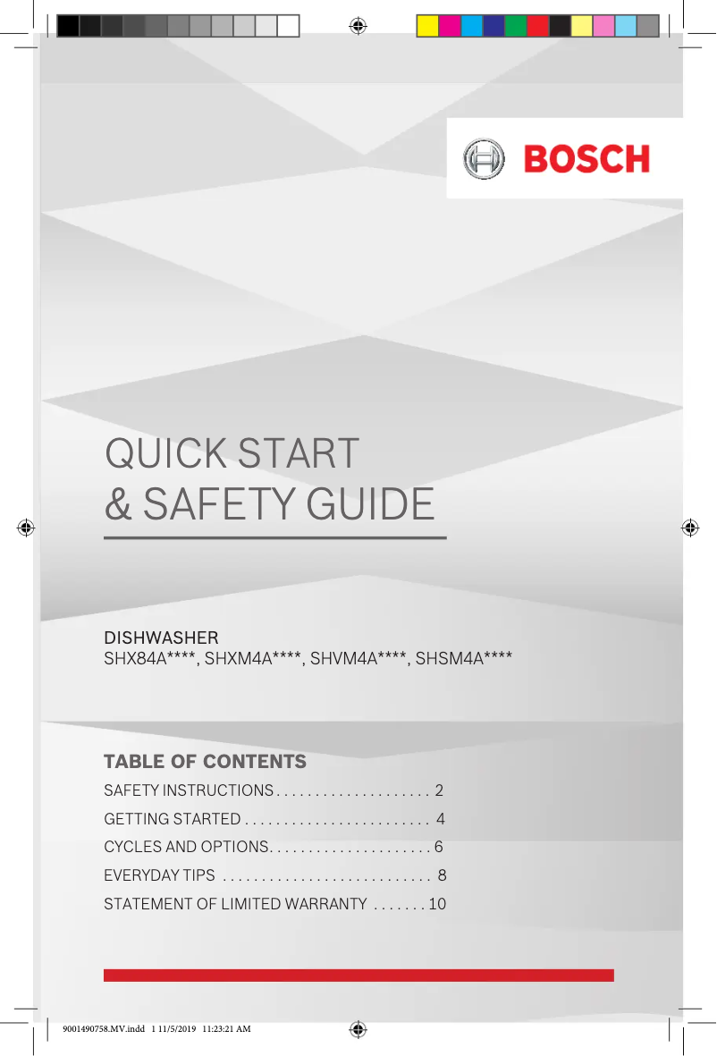 Page n°1 - Mode d'emploi Bosch SHX84AAF5N