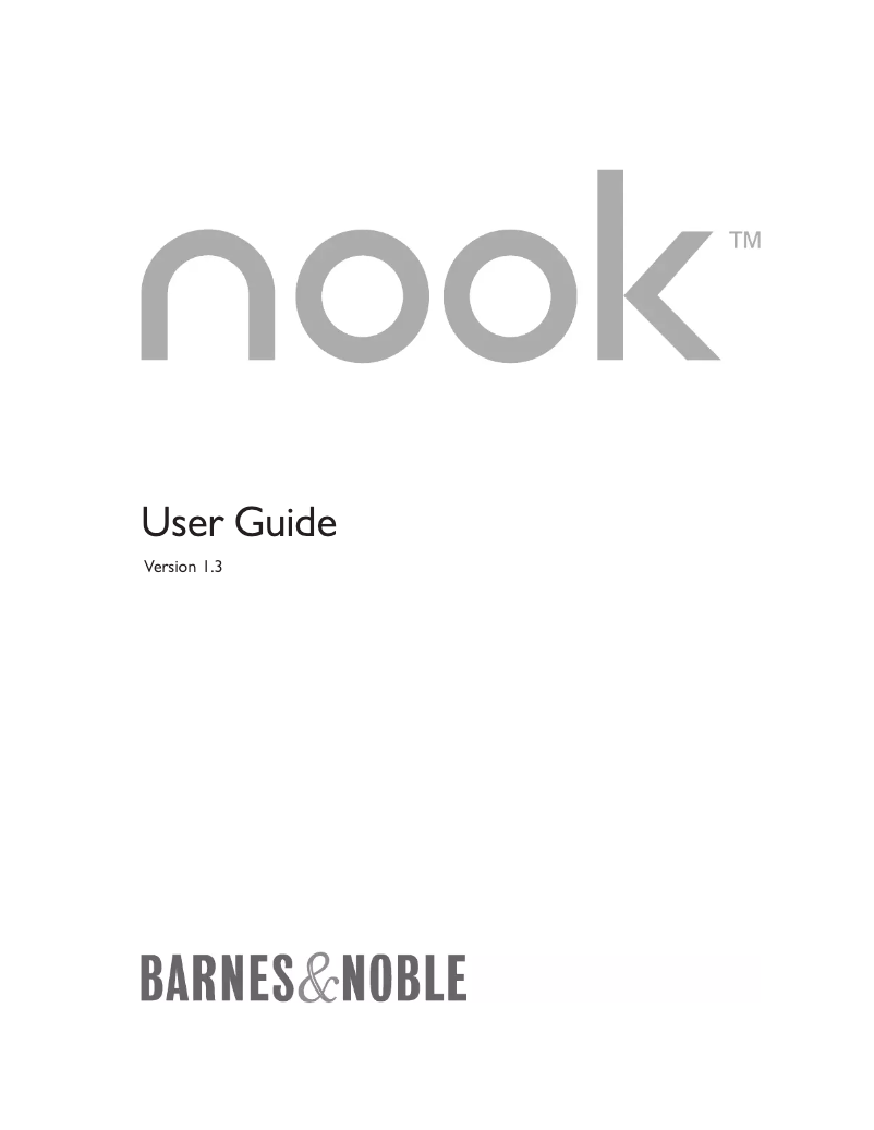 Page n°1 - Manuel utilisateur Barnes & Noble NOOK v1.3