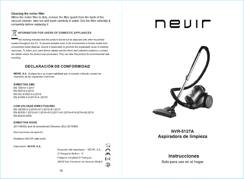 Page n°1 - Manuel utilisateur Nevir NVR-5127A
