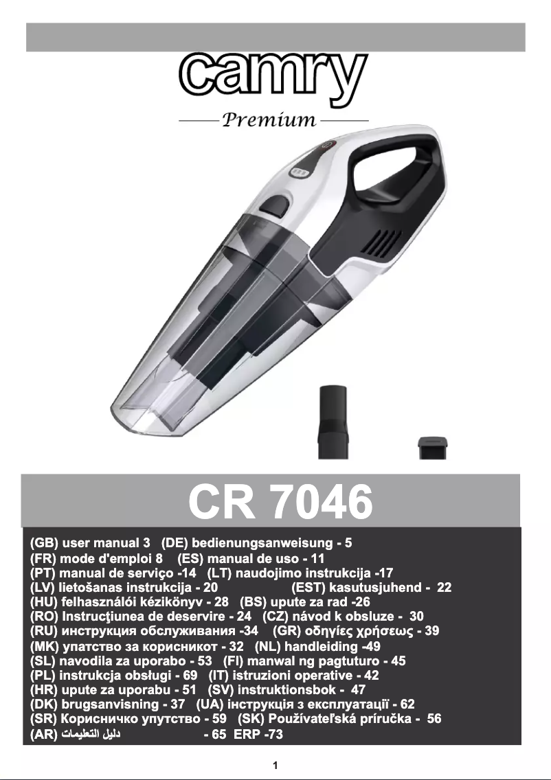 Page 1 de la notice Manuel utilisateur Camry CR 7046