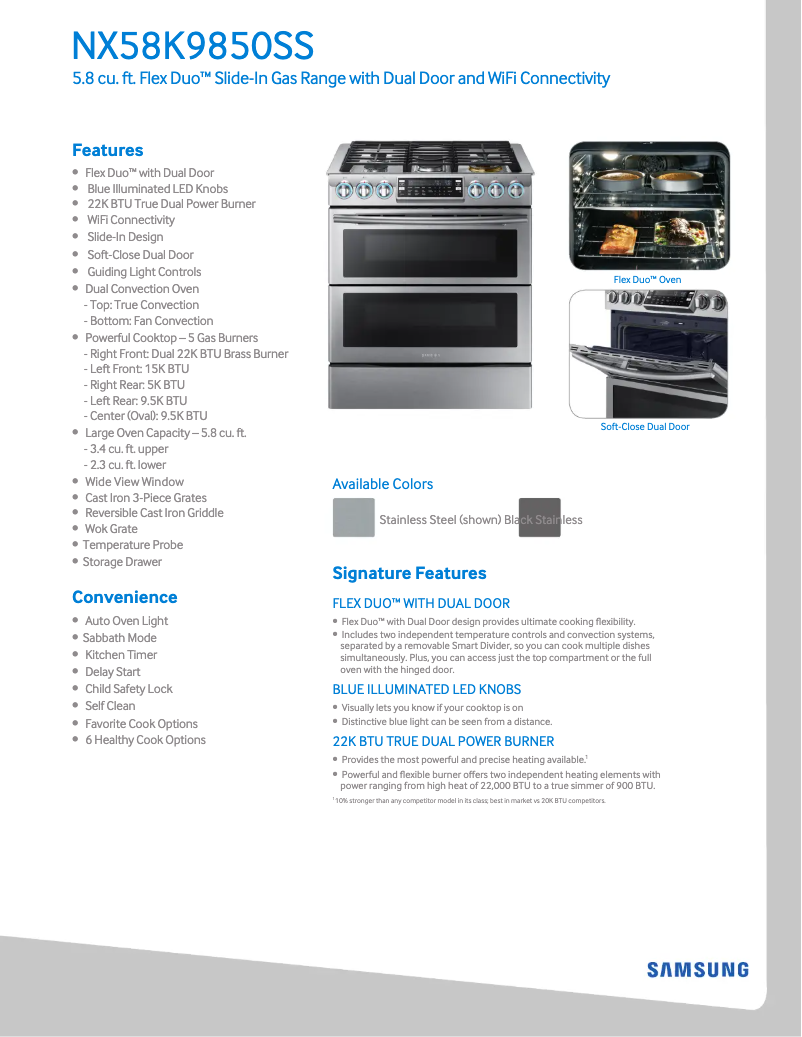 Page n°1 - Fiche technique Samsung NX60T8751SG/AA