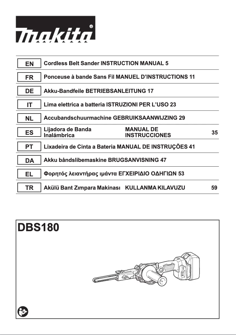 Page 1 de la notice Manuel utilisateur Makita DBS180