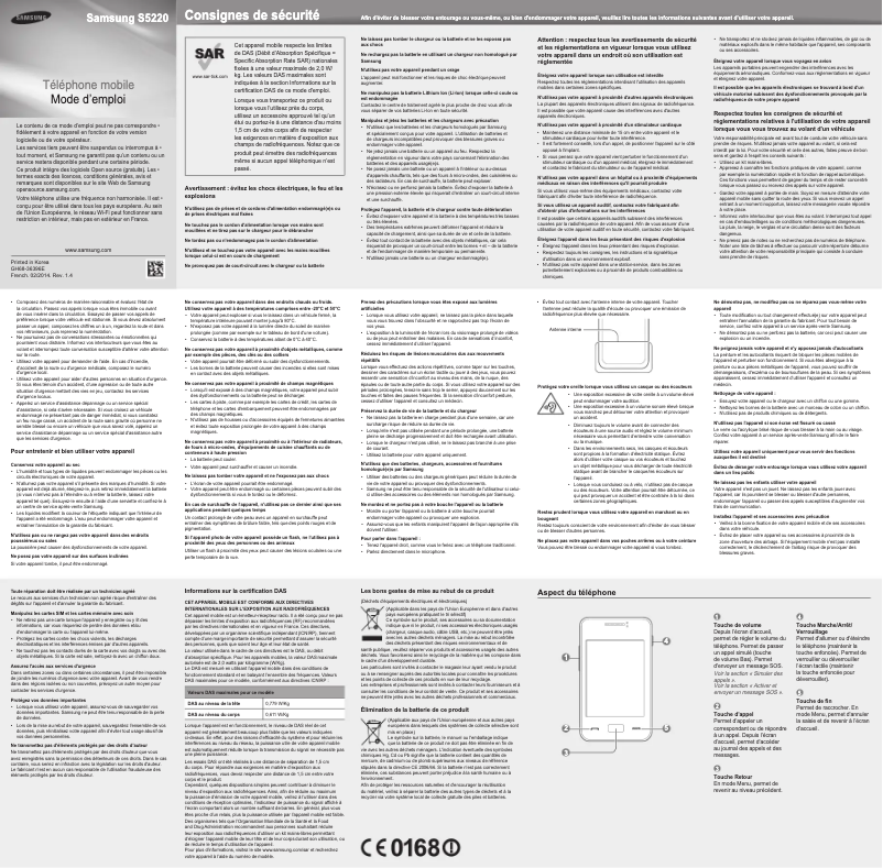 Image de la première page du manuel de l'appareil GT-S5220