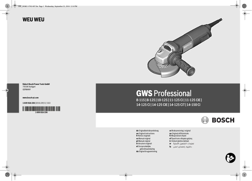 Page 1 de la notice Manuel utilisateur Bosch GWS 14-150 CI Professional