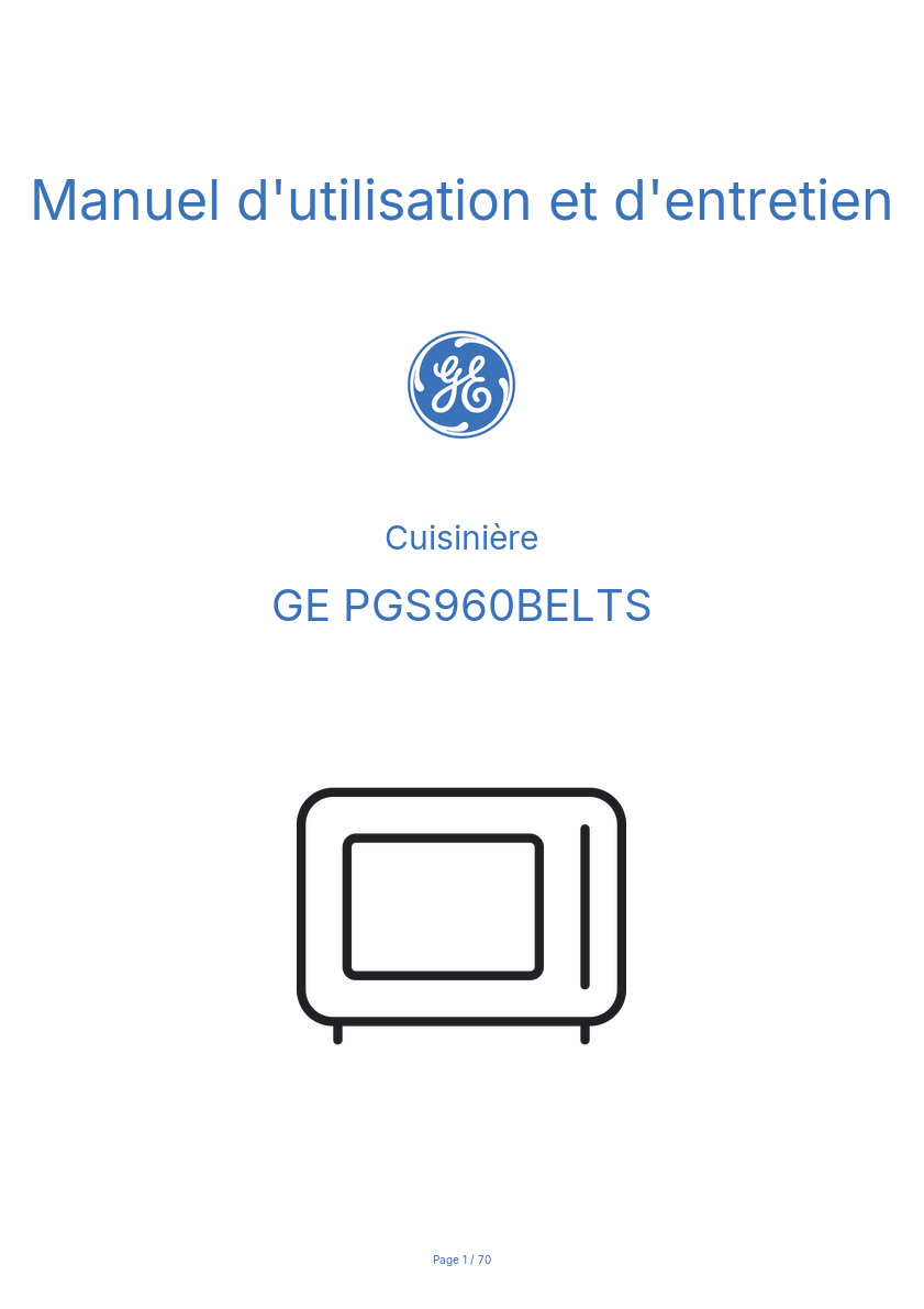 Image de la première page du manuel de l'appareil PGS960BELTS