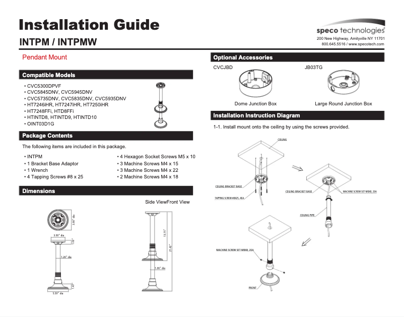 Página 1 del manual Manual de usuario Speco Technologies INTPM