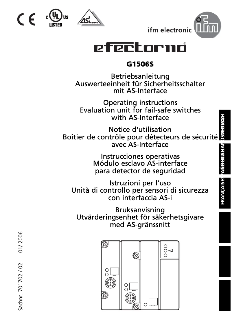 Page 1 de la notice Manuel utilisateur IFM G1506S