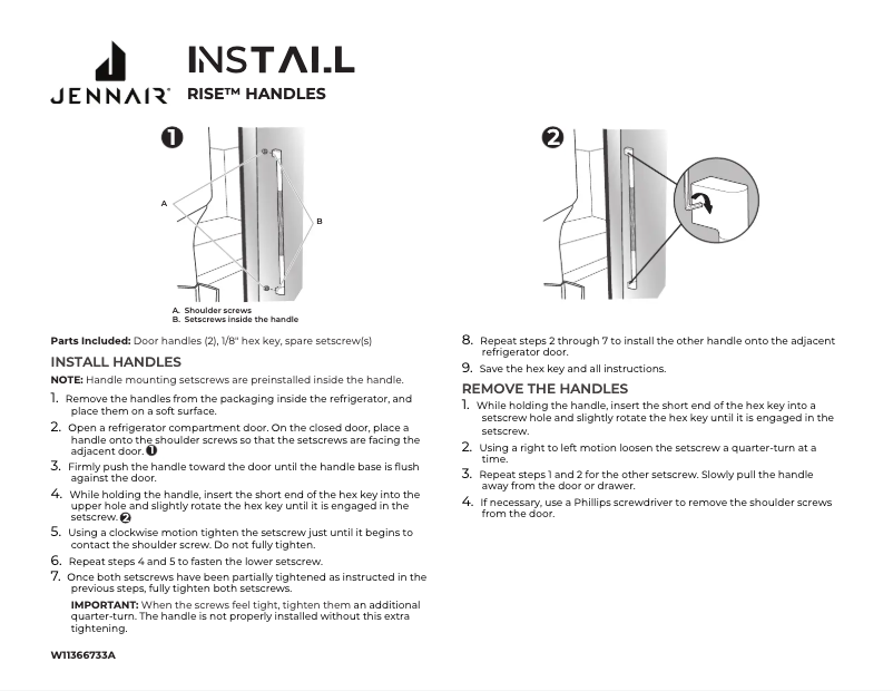 Page n°1 - Instructions / montage JennAir JS48SSDUDE