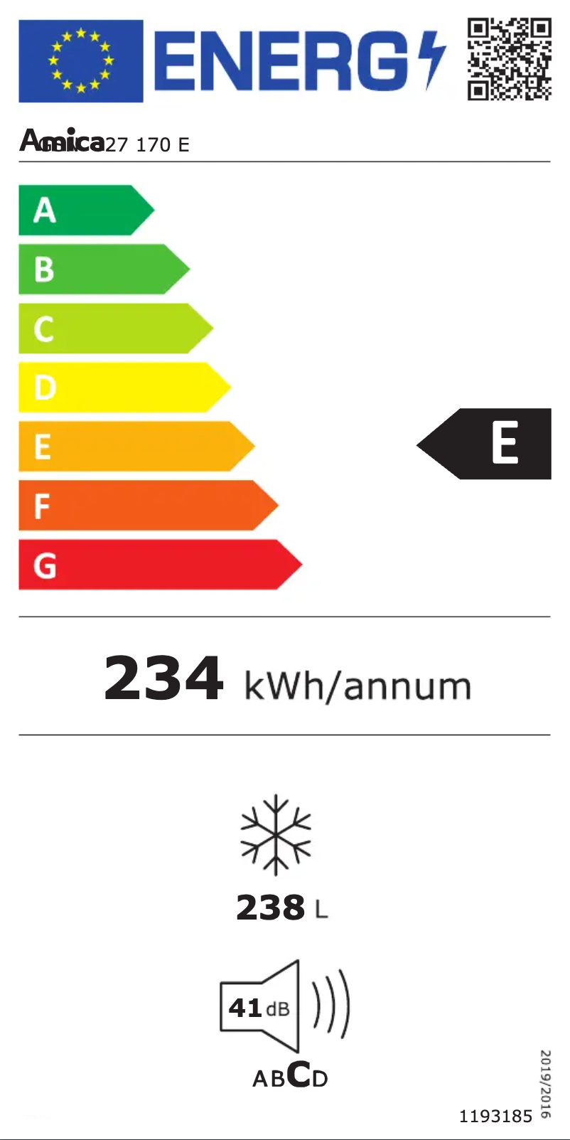 Page n°1 - Label énergétique Amica GSN 327 170 E