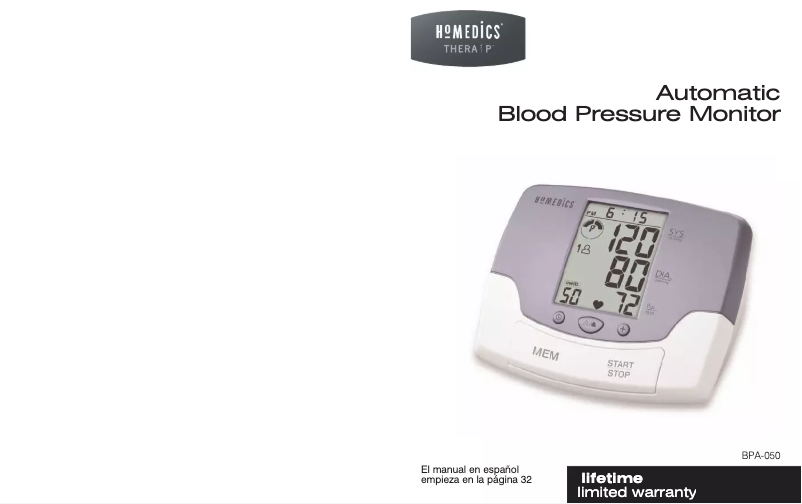 Image de la première page du manuel de l'appareil BPA-050