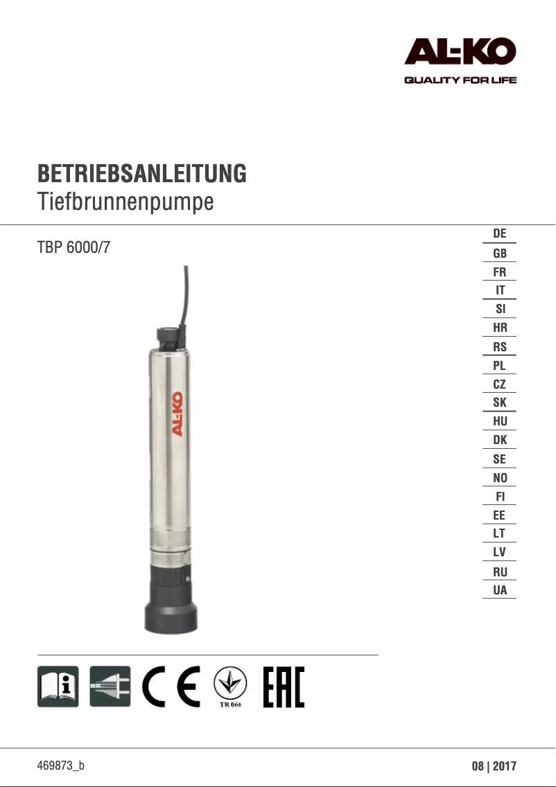 Page n°1 - Manuel utilisateur AL-KO TBP 6000/7