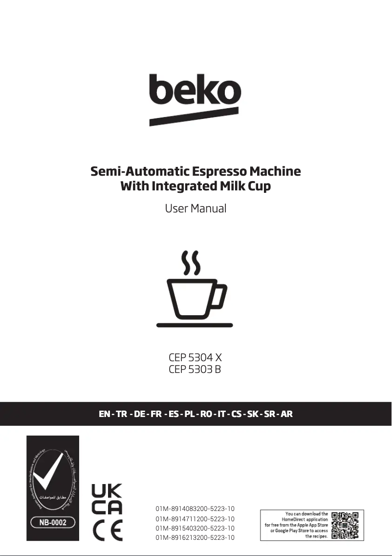 Page 1 de la notice Manuel utilisateur Beko CEP 5303 B