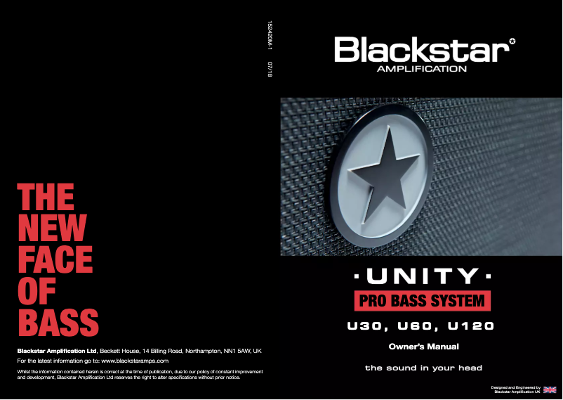 Page n°1 - Manuel utilisateur Blackstar Unity 60