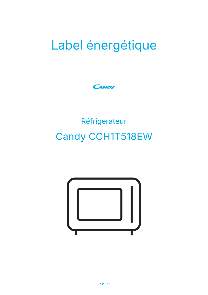 Image de la première page du manuel de l'appareil CCH1T518EW